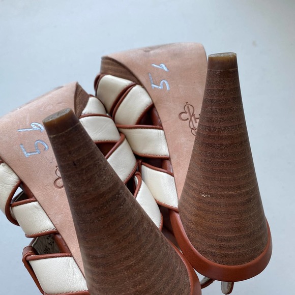 COLE HAAN Brown and White Leather Strappy Slingback Heels, Size 5.5B - Picture 9 of 11